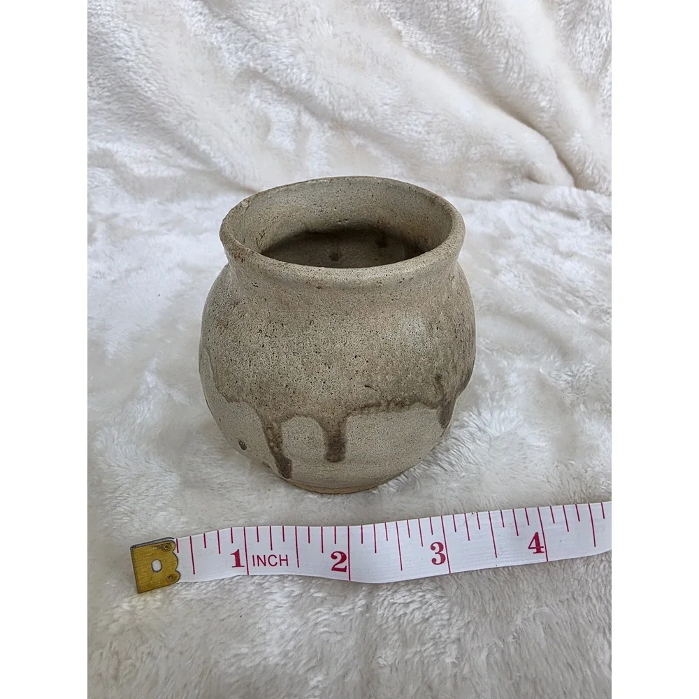 Handmade Ceramic Vase Rustic Drip Glaze Small Pot‎ Decor (Marked)